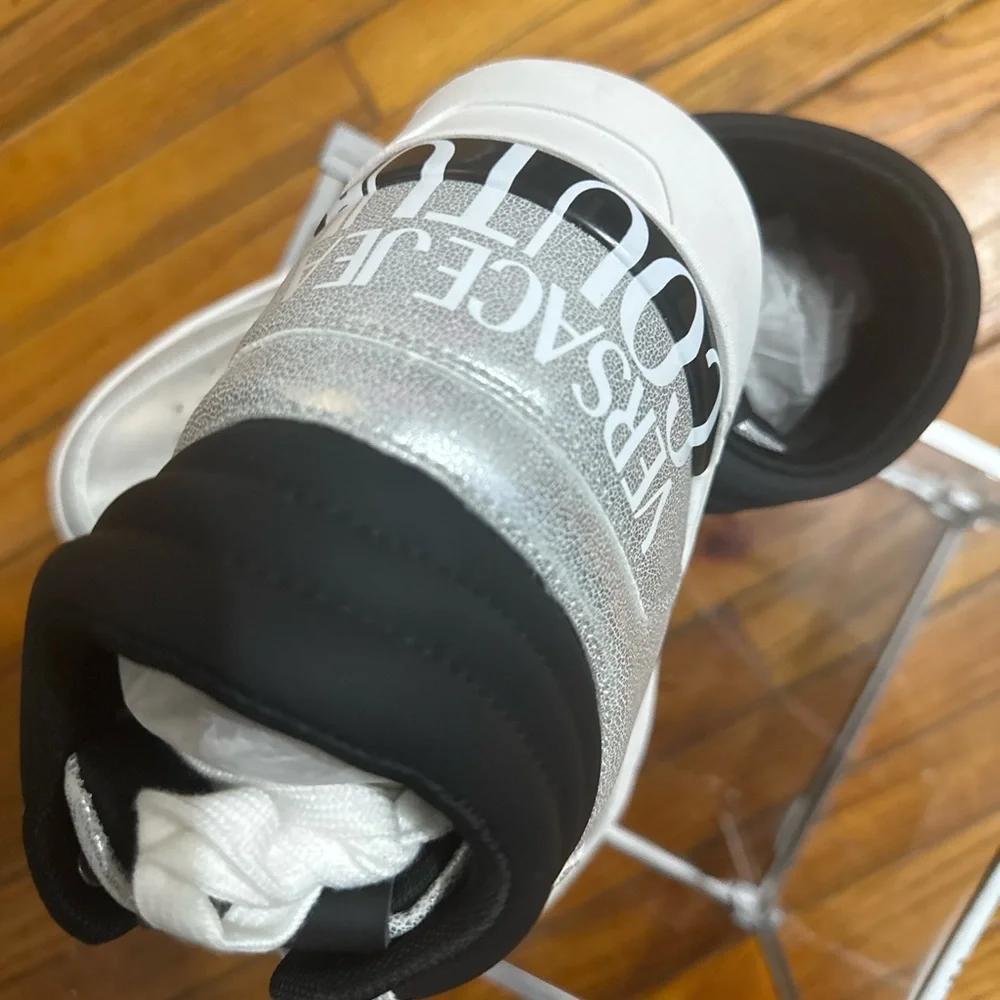 Men’s Versace Jeans Couture Starlight High-Top Sneakers Silver and Black - Picture 4 of 10